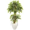 56” Variegated Ficus Artificial Tree In White Planter -Artificial Flowers Sale artificial 56 variegated ficus artificial tree in white planter nearly natural 167776