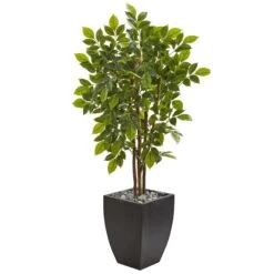 57” River Birch Artificial Tree In Black Planter