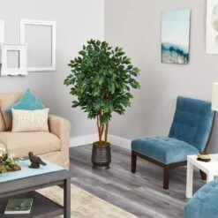 57” Sakaki Artificial Tree In Ribbed Metal Planter 5 57” Sakaki Artificial Tree In Ribbed Metal Planter -Artificial Flowers Sale artificial 57 sakaki artificial tree in ribbed metal planter nearly natural 923315