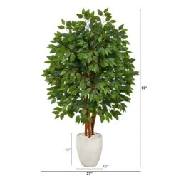 57” Super Deluxe Artificial Ficus Tree In White Planter -Artificial Flowers Sale artificial 57 super deluxe artificial ficus tree in white planter nearly natural 773742