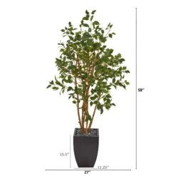58” Ficus Artificial Tree In Black Planter -Artificial Flowers Sale artificial 58 ficus artificial tree in black planter nearly natural 740599