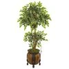 59” Variegated Ficus Artificial Tree In Decorative Planter -Artificial Flowers Sale artificial 59 variegated ficus artificial tree in decorative planter nearly natural 658669