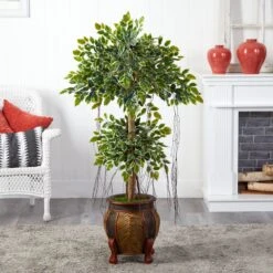 59” Variegated Ficus Artificial Tree In Decorative Planter 7 59” Variegated Ficus Artificial Tree In Decorative Planter -Artificial Flowers Sale artificial 59 variegated ficus artificial tree in decorative planter nearly natural 812970