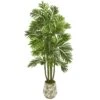 6’ Areca Palm Artificial Tree In Vintage Green Floral Planter -Artificial Flowers Sale artificial 6 areca palm artificial tree in vintage green floral planter nearly natural 570715