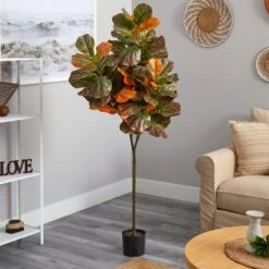 6’ Autumn Fiddle Leaf Artificial Tree -Artificial Flowers Sale artificial 6 autumn fiddle leaf artificial tree nearly natural 228435