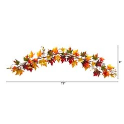6’ Autumn Maple Leaf And Berry Fall Garland -Artificial Flowers Sale artificial 6 autumn maple leaf and berry fall garland nearly natural 171707
