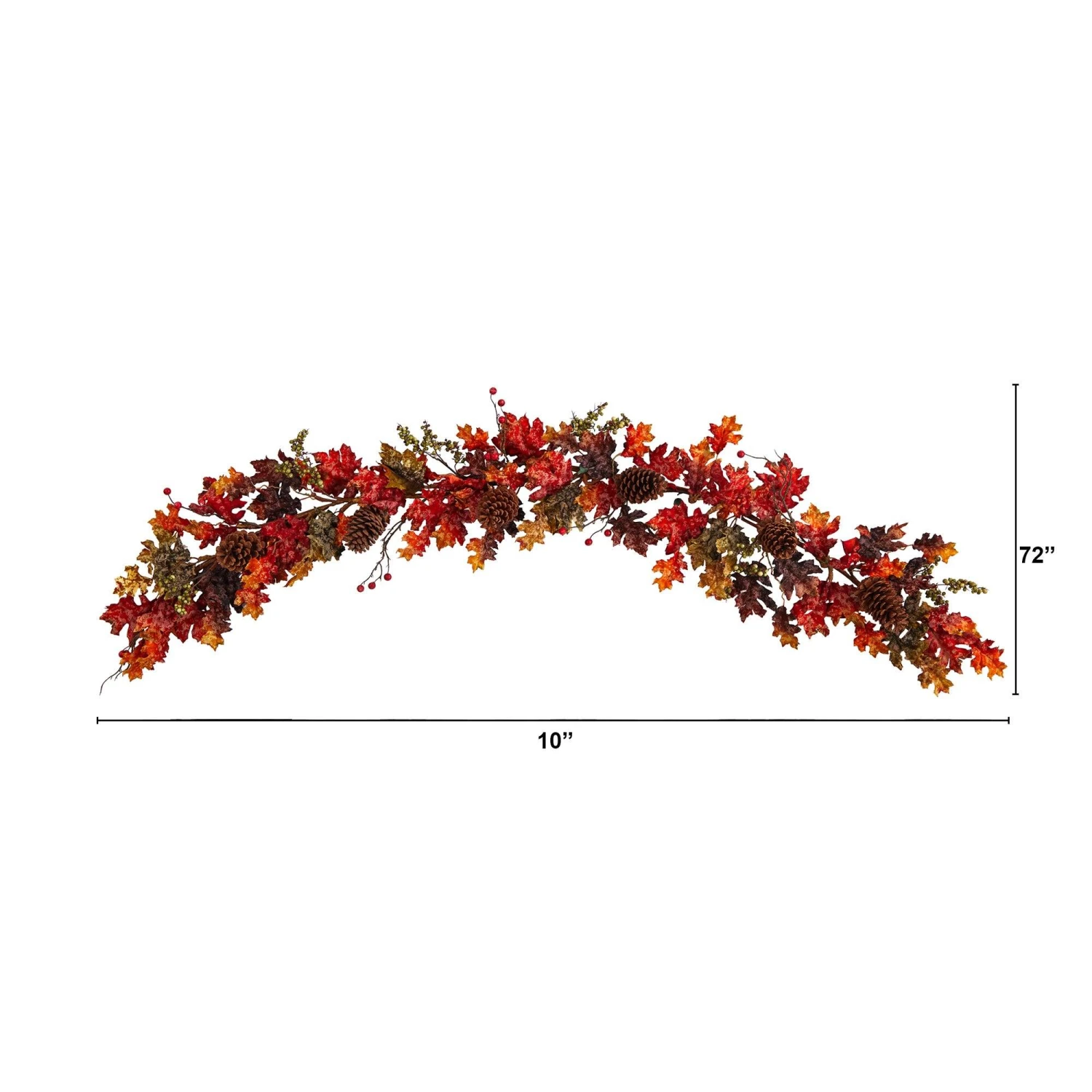 6’ Autumn Maple Leaves, Berry And Pinecones Fall Artificial Garland 4 6’ Autumn Maple Leaves, Berry And Pinecones Fall Artificial Garland - Image 2