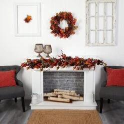 6’ Autumn Maple Leaves, Berry And Pinecones Fall Artificial Garland 9 6’ Autumn Maple Leaves, Berry And Pinecones Fall Artificial Garland -Artificial Flowers Sale artificial 6 autumn maple leaves berry and pinecones fall artificial garland nearly natural 559942