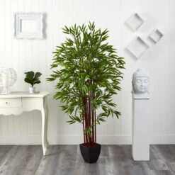 6’ Bamboo Silk Tree W/Planter -Artificial Flowers Sale artificial 6 bamboo silk tree wplanter nearly natural 688758