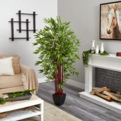 6’ Bamboo Silk Tree W/Planter -Artificial Flowers Sale artificial 6 bamboo silk tree wplanter nearly natural 895745