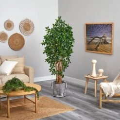 6’ Black Olive Artificial Tree In Handmade Natural Cotton Planter -Artificial Flowers Sale artificial 6 black olive artificial tree in handmade natural cotton planter nearly natural 133813