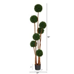 6’ Boxwood Ball Topiary Artificial Tree With Natural Trunk UV Resistant (Indoor/Outdoor) -Artificial Flowers Sale artificial 6 boxwood ball topiary artificial tree with natural trunk uv resistant indooroutdoor nearly natural 226371