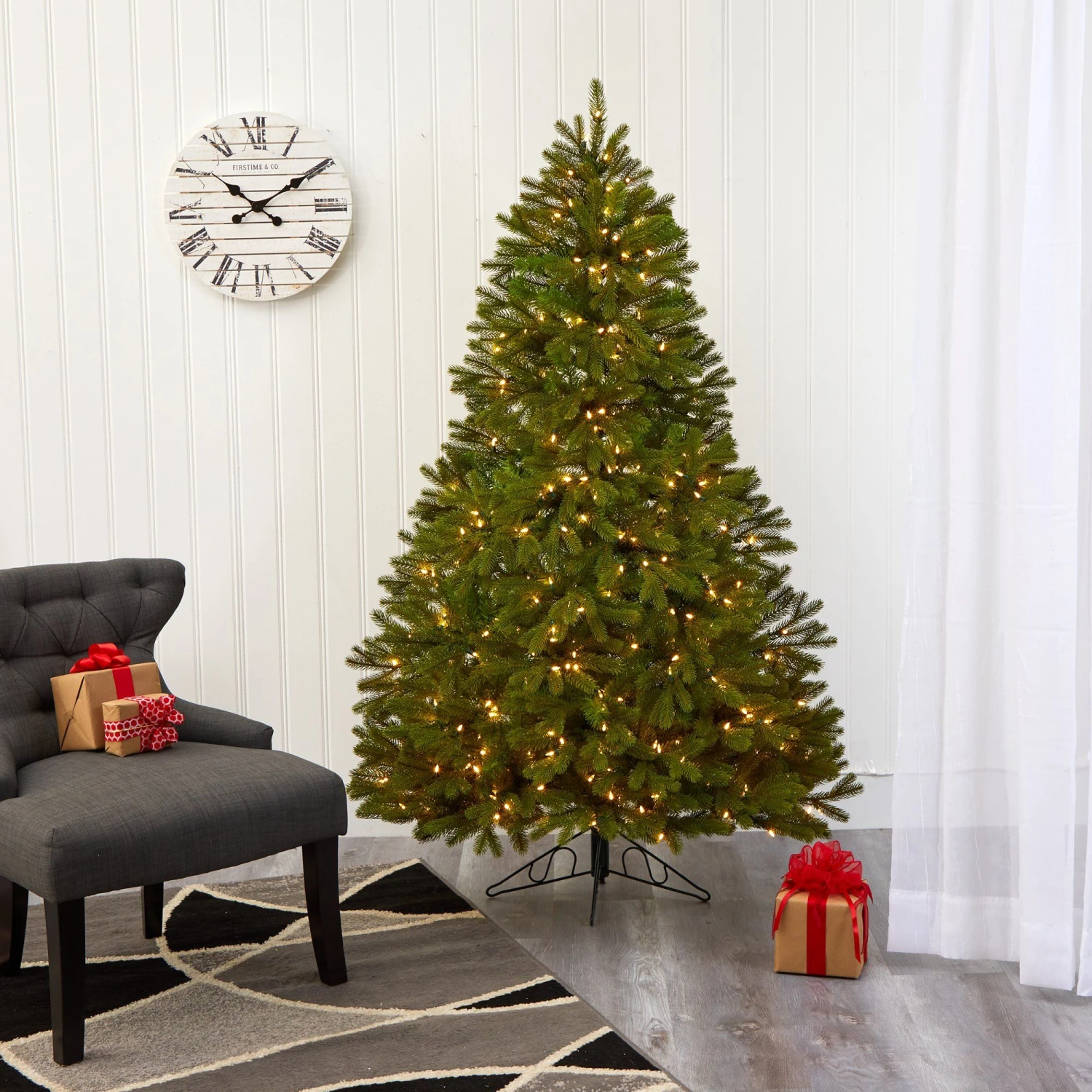 6' Cambridge Spruce Flat Back Artificial Christmas Tree With 350 Warm White (Multifunction) LED Lights And 642 Bendable Branches 10 6' Cambridge Spruce Flat Back Artificial Christmas Tree With 350 Warm White (Multifunction) LED Lights And 642 Bendable Branches - Image 8