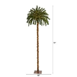 6’ Christmas Palm Artificial Tree With 200 Warm White LED Lights -Artificial Flowers Sale artificial 6 christmas palm artificial tree with 200 warm white led lights nearly natural 229654