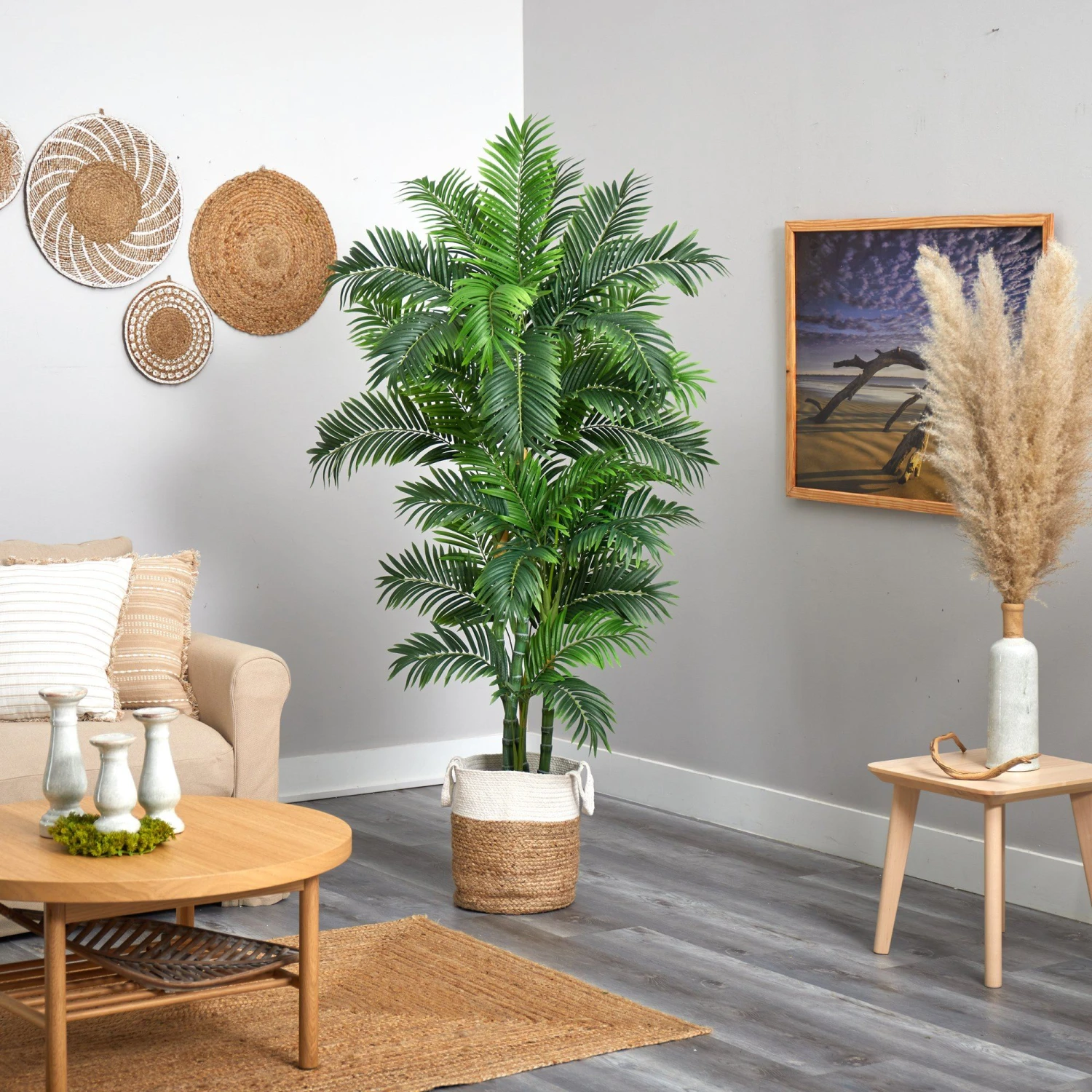 6’ Curvy Parlor Artificial Palm Tree In Handmade Natural Jute And Cotton Planter 6 6’ Curvy Parlor Artificial Palm Tree In Handmade Natural Jute And Cotton Planter - Image 4