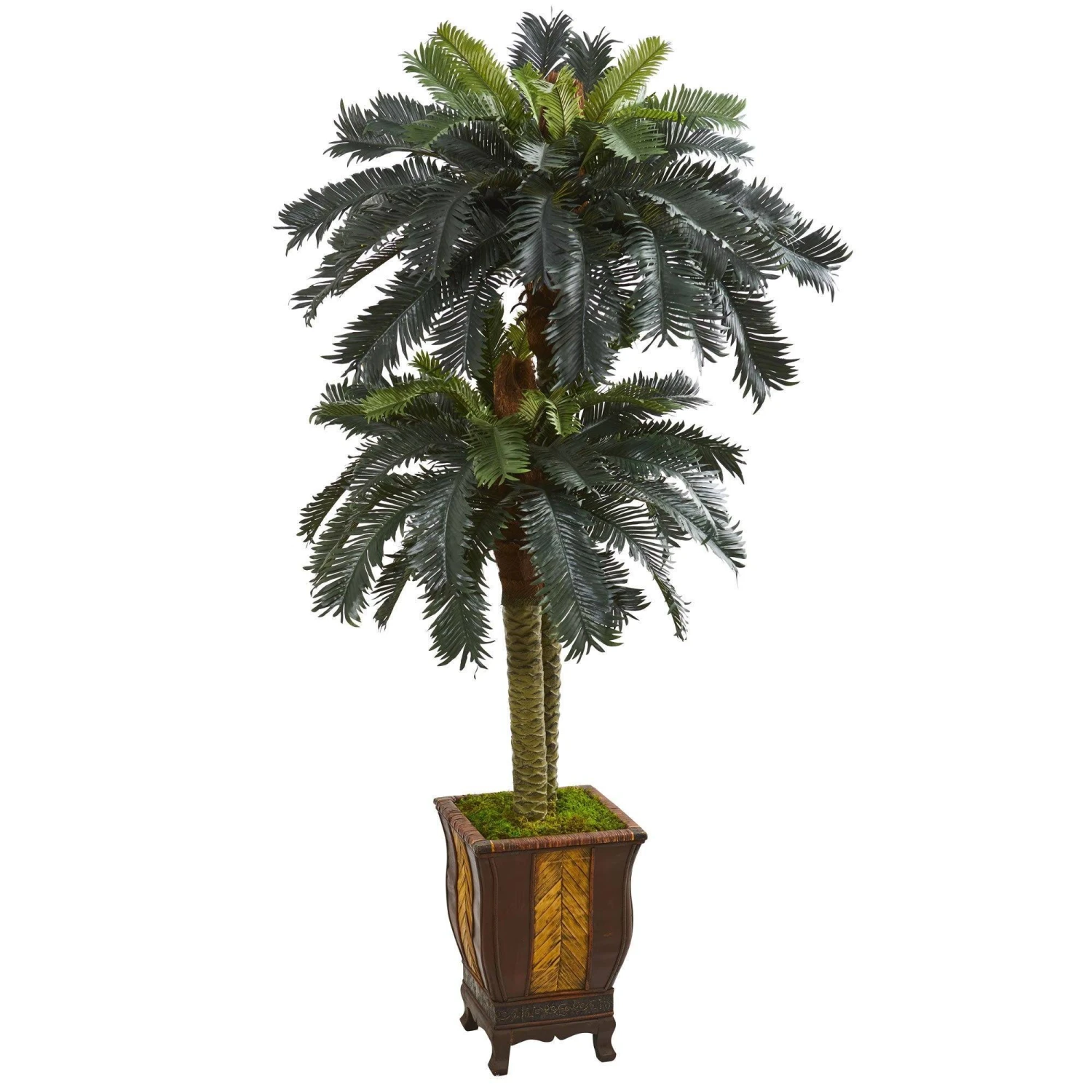 6’ Double Sago Palm Artificial Tree In Designer Planter 3 6’ Double Sago Palm Artificial Tree In Designer Planter