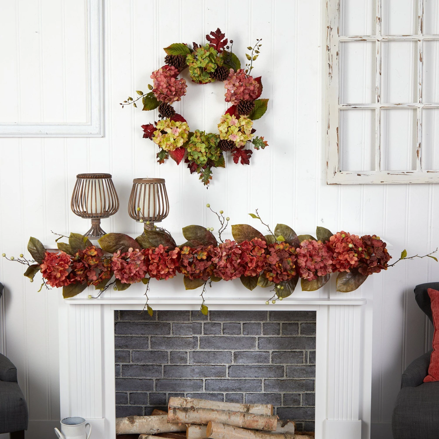 6’ Fall Hydrangea And Berry Artificial Autumn Garland 5 6’ Fall Hydrangea And Berry Artificial Autumn Garland - Image 3