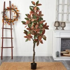 6’ Fall Magnolia Artificial Tree -Artificial Flowers Sale artificial 6 fall magnolia artificial tree nearly natural 625319