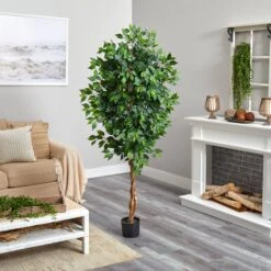 6’ Ficus Artificial Tree In Nursery Planter -Artificial Flowers Sale artificial 6 ficus artificial tree in nursery planter nearly natural 444657