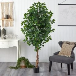 6’ Ficus Artificial Tree In Nursery Planter -Artificial Flowers Sale artificial 6 ficus artificial tree in nursery planter nearly natural 476437