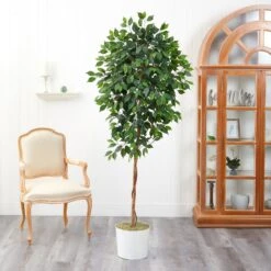 6’ Ficus Artificial Tree In White Tin Planter 8 6’ Ficus Artificial Tree In White Tin Planter -Artificial Flowers Sale artificial 6 ficus artificial tree in white tin planter nearly natural 527729
