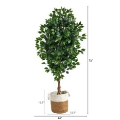 6’ Ficus Artificial Tree With Natural Trunk In Handmade Natural Jute And Cotton Planter -Artificial Flowers Sale artificial 6 ficus artificial tree with natural trunk in handmade natural jute and cotton planter nearly natural 123869