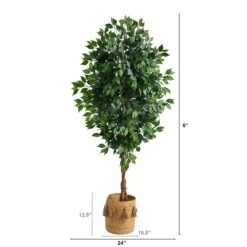 6’ Ficus Artificial Tree With Natural Trunk In Handmade Natural Jute Planter With Tassels -Artificial Flowers Sale artificial 6 ficus artificial tree with natural trunk in handmade natural jute planter with tassels nearly natural 216726