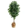 6’ Ficus Artificial Tree With Natural Trunk In Handmade Natural Jute Planter With Tassels -Artificial Flowers Sale artificial 6 ficus artificial tree with natural trunk in handmade natural jute planter with tassels nearly natural 769187