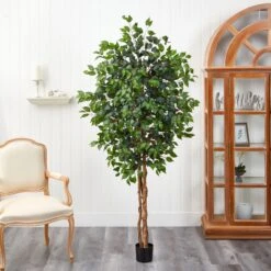 6' Ficus Silk Tree -Artificial Flowers Sale artificial 6 ficus silk tree nearly natural 464613