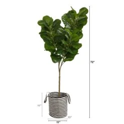 6’ Fiddle Leaf Fig Artificial Tree In Handmade Black And White Natural Jute And Cotton Planter -Artificial Flowers Sale artificial 6 fiddle leaf fig artificial tree in handmade black and white natural jute and cotton planter nearly natural 411757