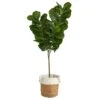 6’ Fiddle Leaf Fig Artificial Tree In Handmade Natural Jute And Cotton Planter