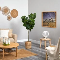 6’ Fiddle Leaf Fig Artificial Tree In Handmade Natural Jute Planter With Tassels -Artificial Flowers Sale artificial 6 fiddle leaf fig artificial tree in handmade natural jute planter with tassels nearly natural 143322