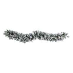 6’ Flocked Artificial Christmas Garland With Pine Cones And 35 Warm White LED Lights -Artificial Flowers Sale artificial 6 flocked artificial christmas garland with pine cones and 35 warm white led lights nearly natural 505778