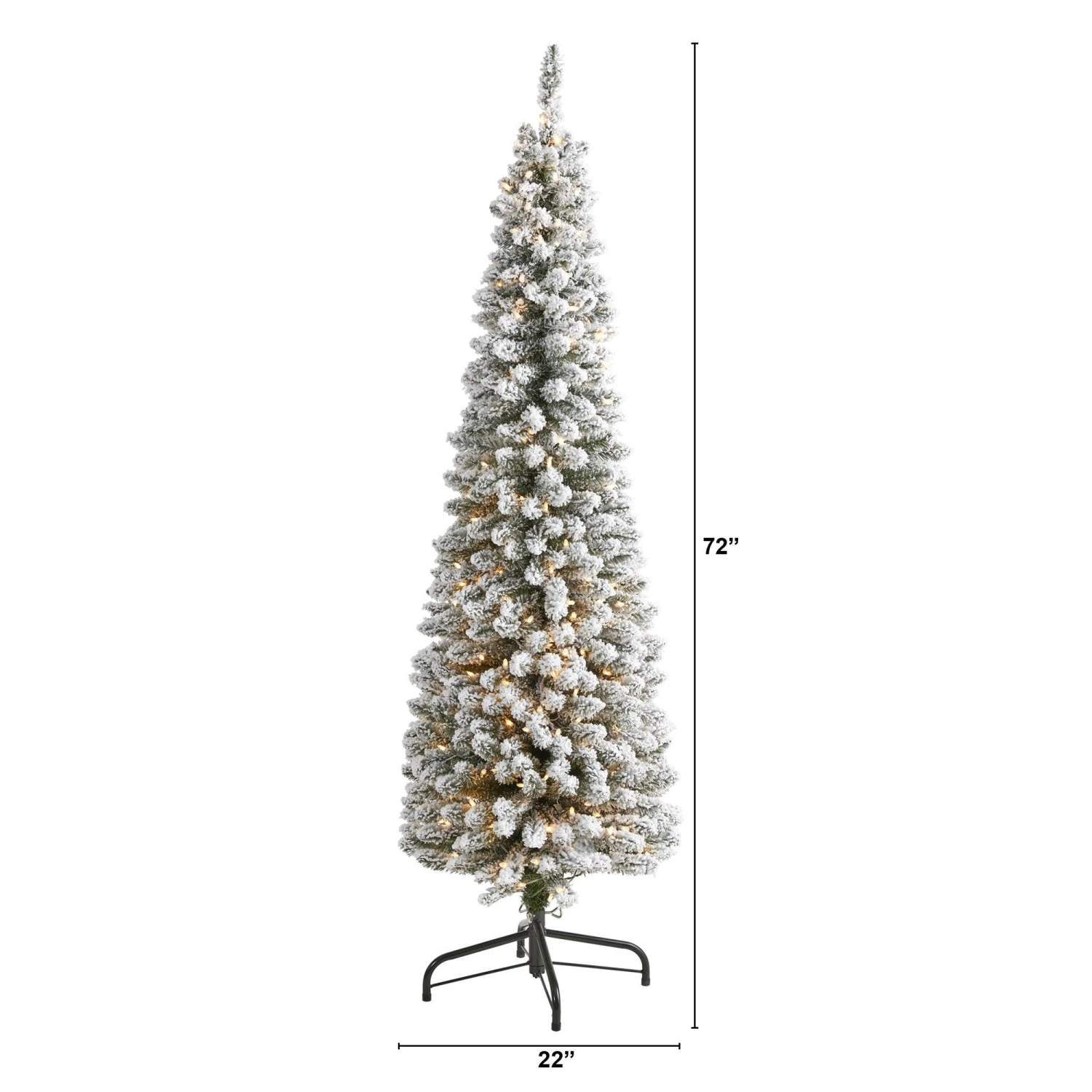 6’ Flocked Pencil Artificial Christmas Tree With 300 Clear Lights And 438 Bendable Branches 4 6’ Flocked Pencil Artificial Christmas Tree With 300 Clear Lights And 438 Bendable Branches - Image 2