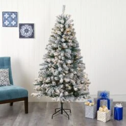 6' Flocked Rock Springs Spruce Artificial Christmas Tree With 250 Clear LED Lights 13 6' Flocked Rock Springs Spruce Artificial Christmas Tree With 250 Clear LED Lights -Artificial Flowers Sale artificial 6 flocked rock springs spruce artificial christmas tree with 250 clear led lights nearly natural 705870