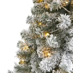 6' Flocked West Virginia Fir Artificial Christmas Tree With 250 Clear LED Lights -Artificial Flowers Sale artificial 6 flocked west virginia fir artificial christmas tree with 250 clear led lights nearly natural 904635