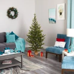 6’ Fraser Fir “Natural Look” Artificial Christmas Tree With 250 Clear LED Lights, A Burlap Base And 1243 Bendable Branches -Artificial Flowers Sale artificial 6 fraser fir natural look artificial christmas tree with 250 clear led lights a burlap base and 1243 bendable branches nearly natural 505744