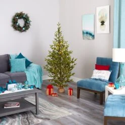 6’ Fraser Fir “Natural Look” Artificial Christmas Tree With 250 Clear LED Lights, A Burlap Base And 1243 Bendable Branches -Artificial Flowers Sale artificial 6 fraser fir natural look artificial christmas tree with 250 clear led lights a burlap base and 1243 bendable branches nearly natural 604395