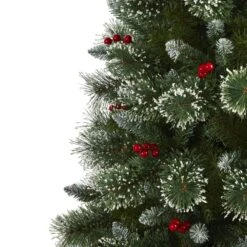 6’ Frosted Swiss Pine Artificial Christmas Tree With 300 Clear LED Lights And Berries -Artificial Flowers Sale artificial 6 frosted swiss pine artificial christmas tree with 300 clear led lights and berries nearly natural 351231