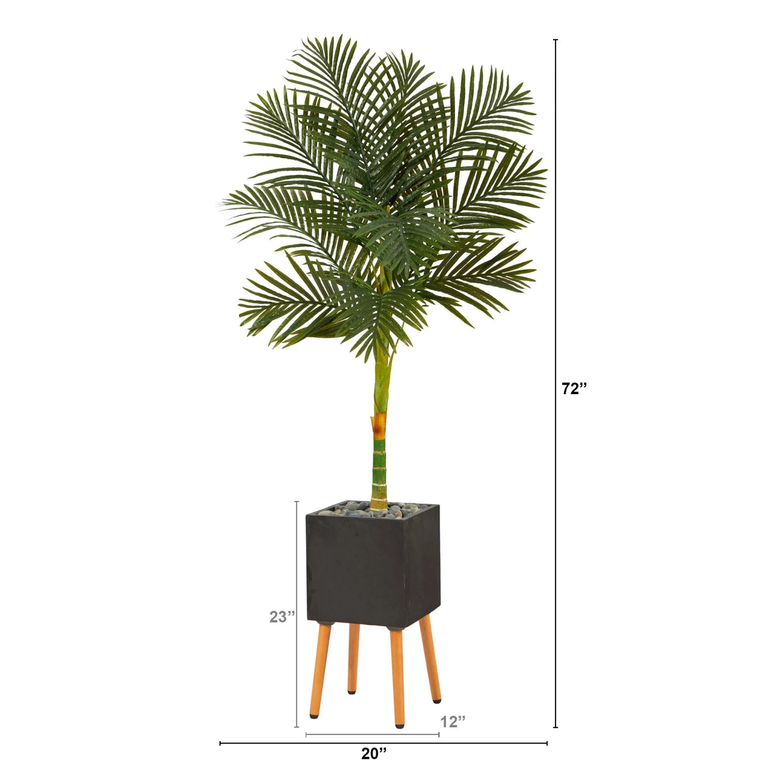 6’ Artificial Golden Cane Palm Tree In Black Planter With Stand 4 6’ Artificial Golden Cane Palm Tree In Black Planter With Stand - Image 2