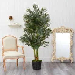 6’ Golden Cane Artificial Palm Tree In Black Tin Planter 8 6’ Golden Cane Artificial Palm Tree In Black Tin Planter -Artificial Flowers Sale artificial 6 golden cane artificial palm tree in black tin planter nearly natural 370238