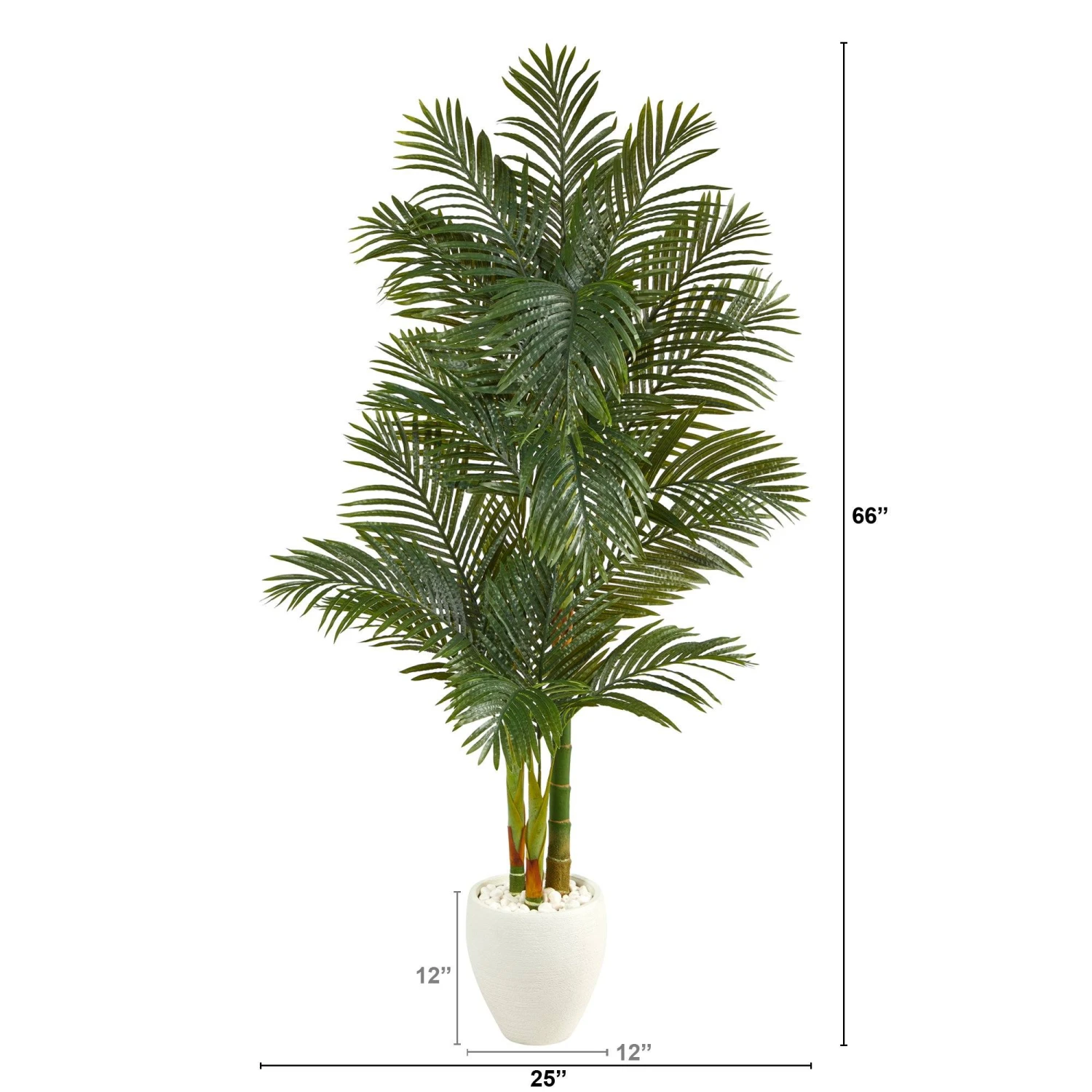 6’ Golden Cane Artificial Palm Tree In White Planter 4 6’ Golden Cane Artificial Palm Tree In White Planter - Image 2