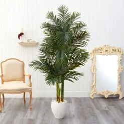 6’ Golden Cane Artificial Palm Tree In White Planter 8 6’ Golden Cane Artificial Palm Tree In White Planter -Artificial Flowers Sale artificial 6 golden cane artificial palm tree in white planter nearly natural 884811