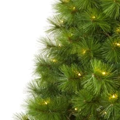 6’ Green Scotch Pine Artificial Christmas Tree With 300 Clear LED Lights -Artificial Flowers Sale artificial 6 green scotch pine artificial christmas tree with 300 clear led lights nearly natural 103109