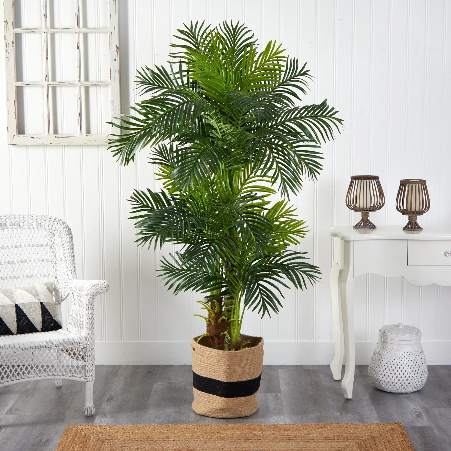 6’ Hawaii Artificial Palm Tree In Handmade Natural Cotton Planter 5 6’ Hawaii Artificial Palm Tree In Handmade Natural Cotton Planter - Image 3