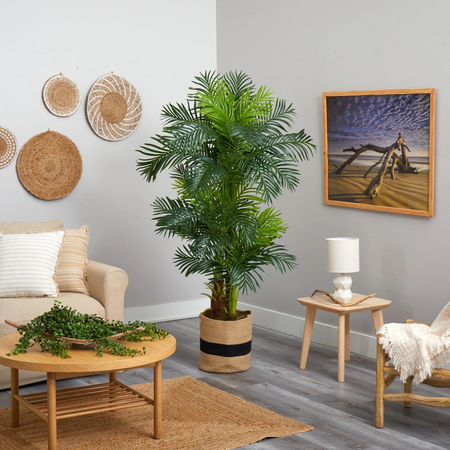6’ Hawaii Artificial Palm Tree In Handmade Natural Cotton Planter 6 6’ Hawaii Artificial Palm Tree In Handmade Natural Cotton Planter - Image 4
