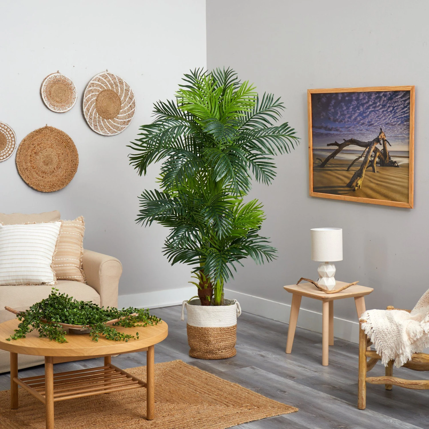 6’ Hawaii Artificial Palm Tree In Handmade Natural Jute And Cotton Planter 6 6’ Hawaii Artificial Palm Tree In Handmade Natural Jute And Cotton Planter - Image 4