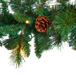 6’ Mixed Pine And Pinecone Artificial Garland (trimmed) 35 Clear LED Lights -Artificial Flowers Sale artificial 6 mixed pine and pinecone artificial garland with 35 clear led lights nearly natural 434091