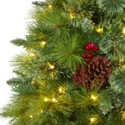 6’ Montana Mixed Pine Artificial Christmas Tree With Pine Cones, Berries And 350 Clear LED Lights -Artificial Flowers Sale artificial 6 montana mixed pine artificial christmas tree with pine cones berries and 350 clear led lights nearly natural 200447