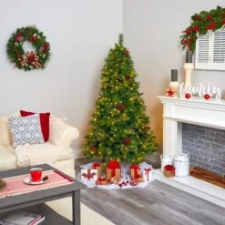 6’ Montana Mixed Pine Artificial Christmas Tree With Pine Cones, Berries And 350 Clear LED Lights -Artificial Flowers Sale artificial 6 montana mixed pine artificial christmas tree with pine cones berries and 350 clear led lights nearly natural 753013